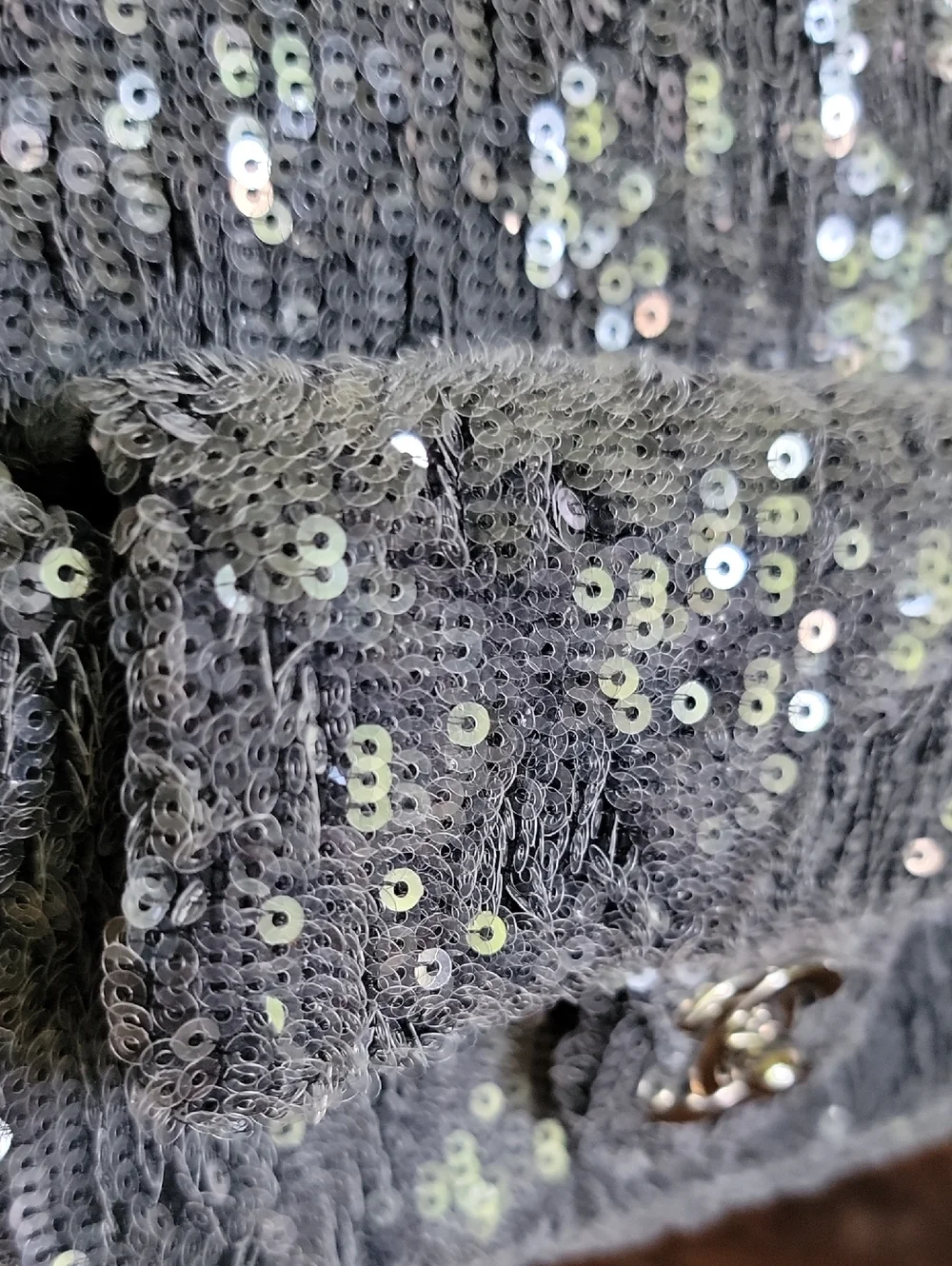 CHANEL Charcoal Sequin Waterfall Quilted Mini Backpack